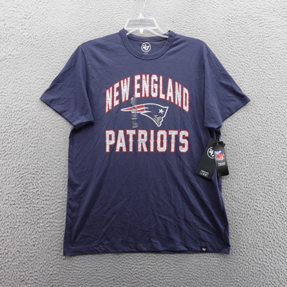 47 Brand New England Patriots Crop T Shirt Men Large Blue NFL Team Apparel NWT